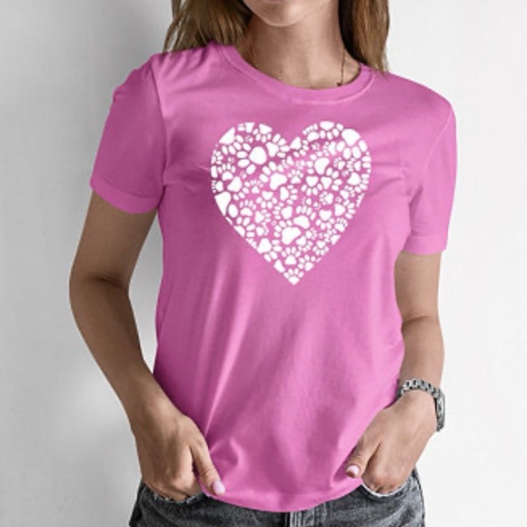 LA Pop Art Tops - LA Pop Art Pink Heart Graphic Women's Tee